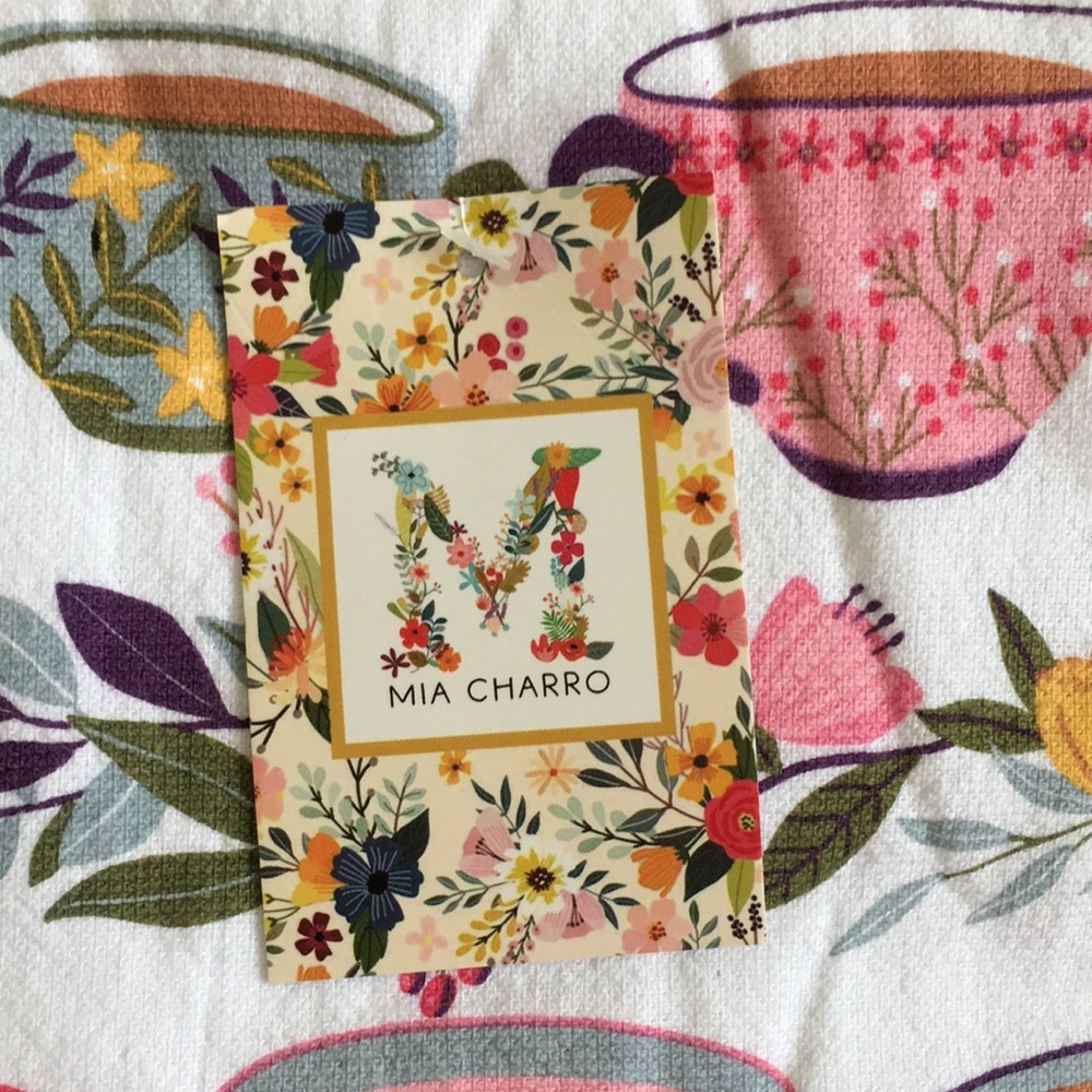 Mia Charro Cuppa Tea Spring Kitchen Towels Trio NWT. %100 Cotton Oeko Tex 28x18” - Picture 2 of 16